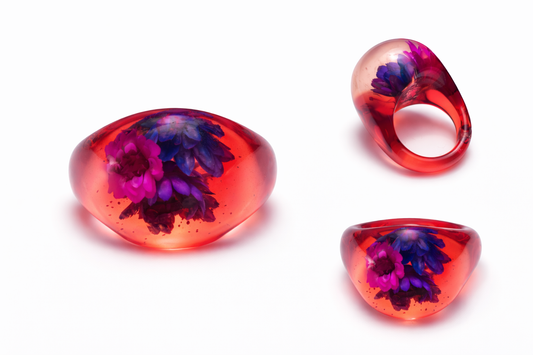 Bloom Ember Resin Flower Ring