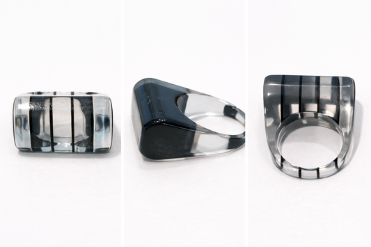 Pop Art Black and White Resin Ring